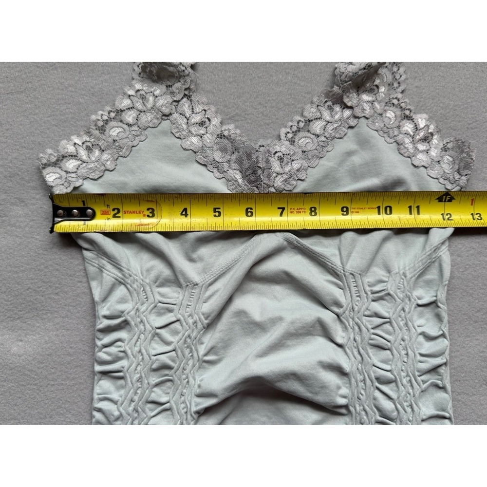 M. Rena Lace Y2K Cami Women's One Size Soft Green Slimming Side Ruching Lace - Picture 9 of 11
